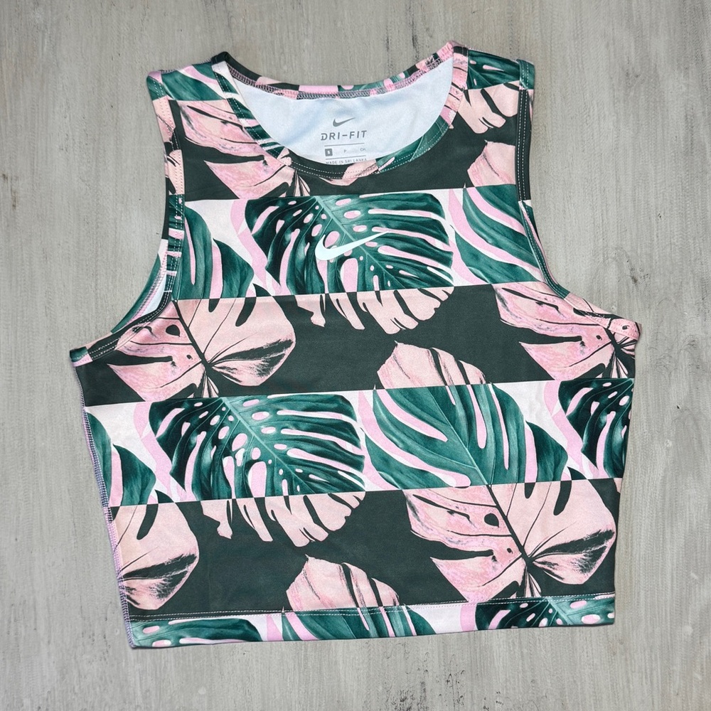 Nike Dri-FIT Pink and Green Leaf Top - Picture 2 of 8